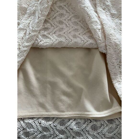 New York & Company Women’s S Vintage Crochet Knit Midi Skirt White Cream Coquett - Picture 3 of 6